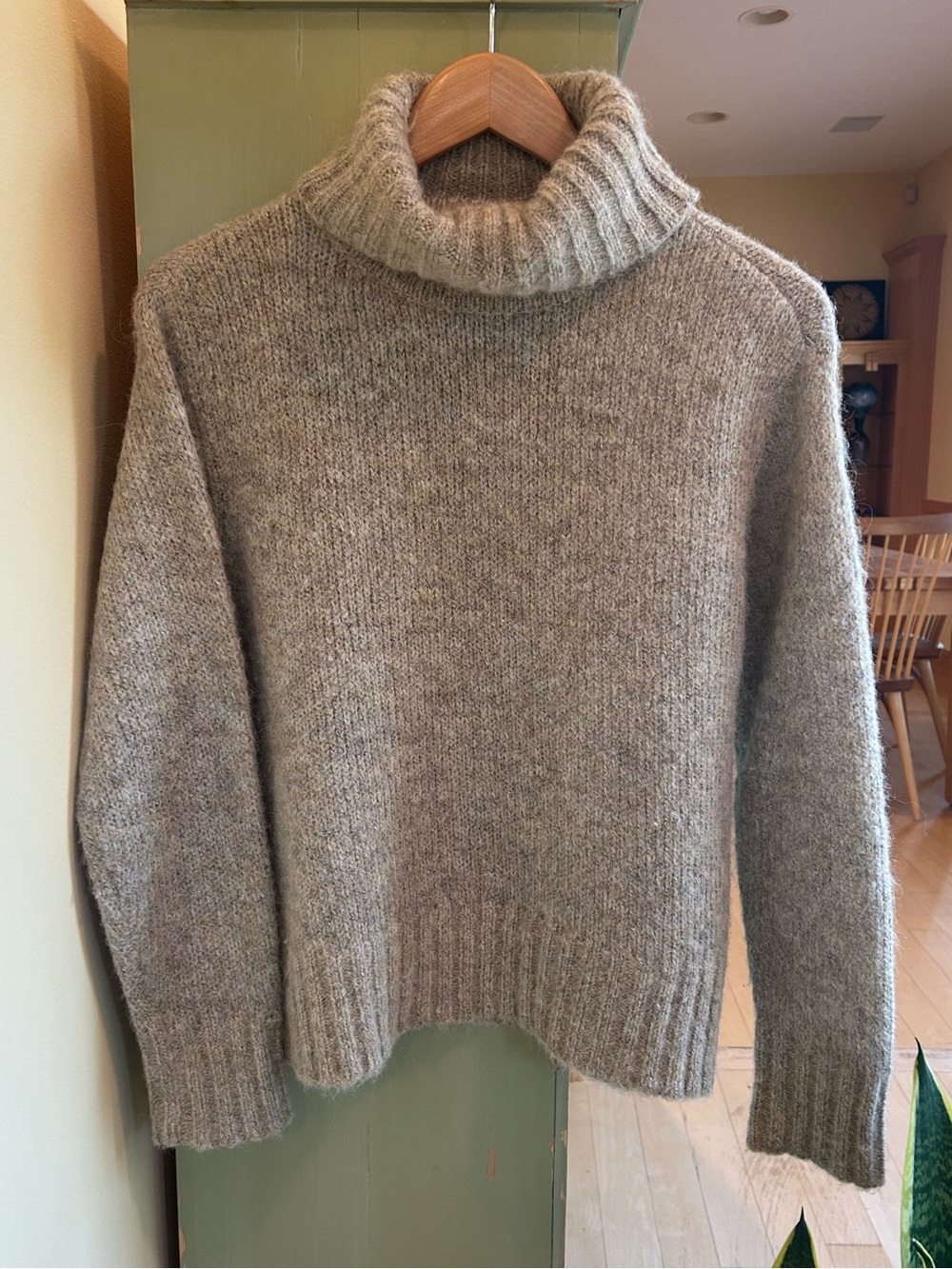 Nordstrom Women’s Wool Alpaca Blend Cowl Neck Sweater Heather Taupe Beige Small